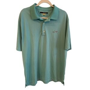 Greg Norman Play Dry Golf Polo Shirt Men's XL Tall Green Shark Logo Short Sleeve